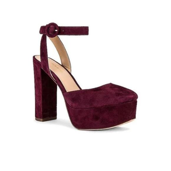Veronica Beard Women's Suede Magda Merlot Platform Sandals Pumps 7.5 NIB 495